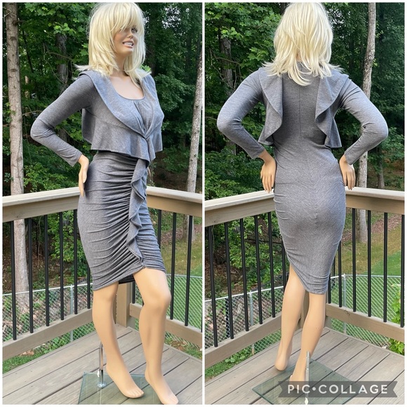 Givenchy Ruffle-Front Ruched Jersey Dress size 38 - Picture 8 of 14